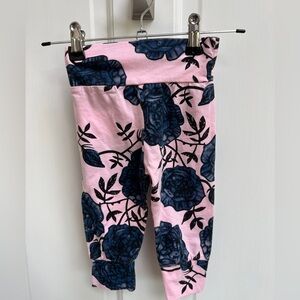 12M Pink and Blue Floral Stretch Girls Leggings Pants